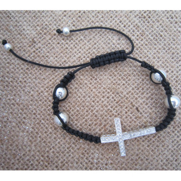 Strass seitlich Kreuz Armband, Shamballa Armband, Modeschmuck